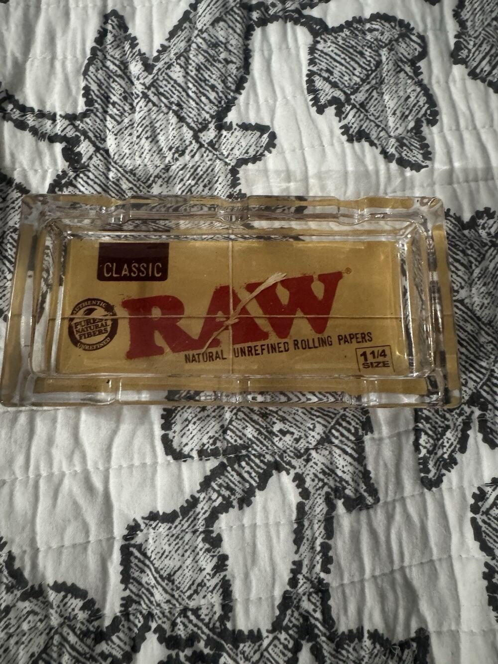 RAW Classic Pack Glass Ashtray 6x3 Rolling Papers Logo Tobacco Collectible